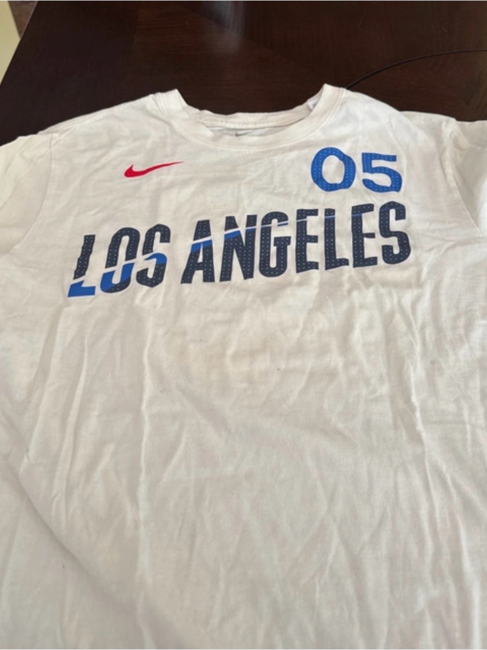 Nike White 'Los Angeles' Short Sleeve Tee with Blue & Red Accents